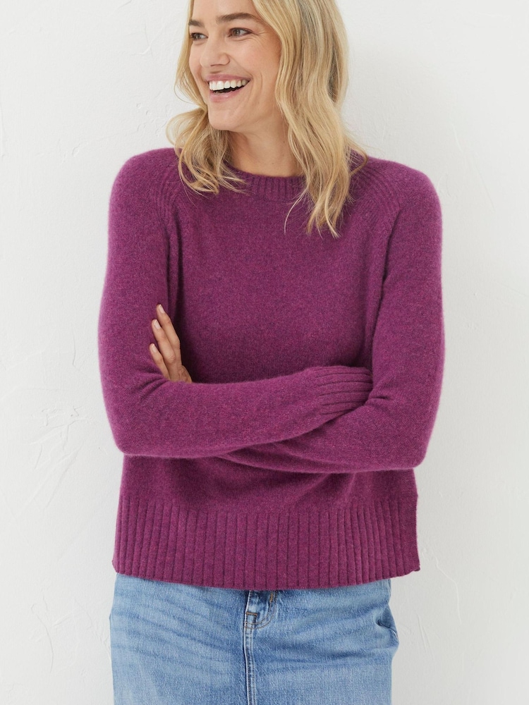 FatFace Purple Cassie Cashmere Crew Jumper - Image 1 of 4