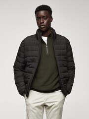 Mango Black Ultra Lightweight Water Repellent Quilted Jacket - Image 1 of 7