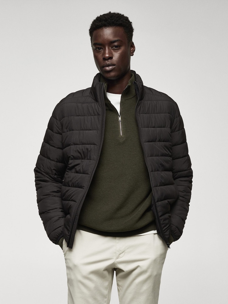 Mango Black Ultra Lightweight Water Repellent Quilted Jacket - Image 1 of 7