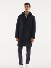 Mango Blue Water Repellent Hooded Trench Coat - Image 1 of 7