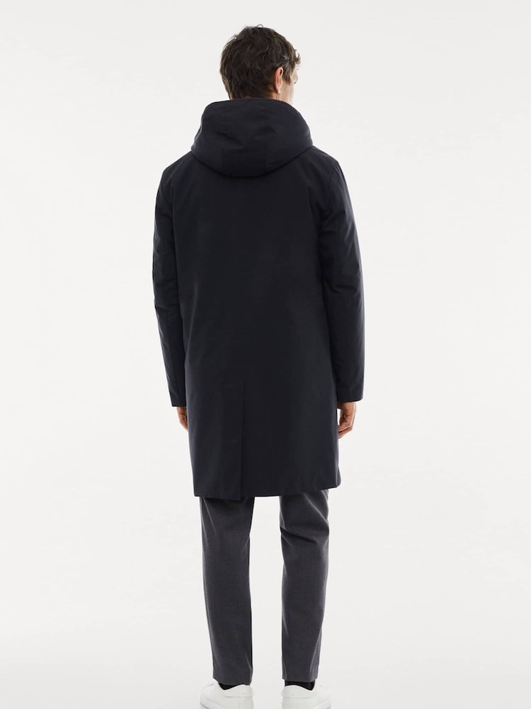Mango Blue Water Repellent Hooded Trench Coat - Image 2 of 7