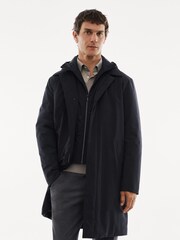 Mango Blue Water Repellent Hooded Trench Coat - Image 3 of 7