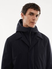 Mango Blue Water Repellent Hooded Trench Coat - Image 4 of 7
