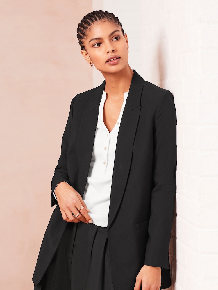 Black Relaxed Fit Edge to Edge Blazer - Image 1 of 4 Black Relaxed Fit Edge to Edge Blazer - Image 1 of 4