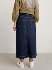 Seasalt Cornwall Blue Bowline Denim Midi Skirt - Image 2 of 5
