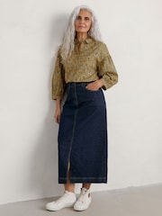 Seasalt Cornwall Blue Bowline Denim Midi Skirt - Image 3 of 5