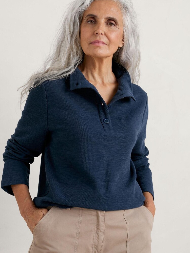 Seasalt Cornwall Blue Last Boat Sweatshirt - Image 1 of 5