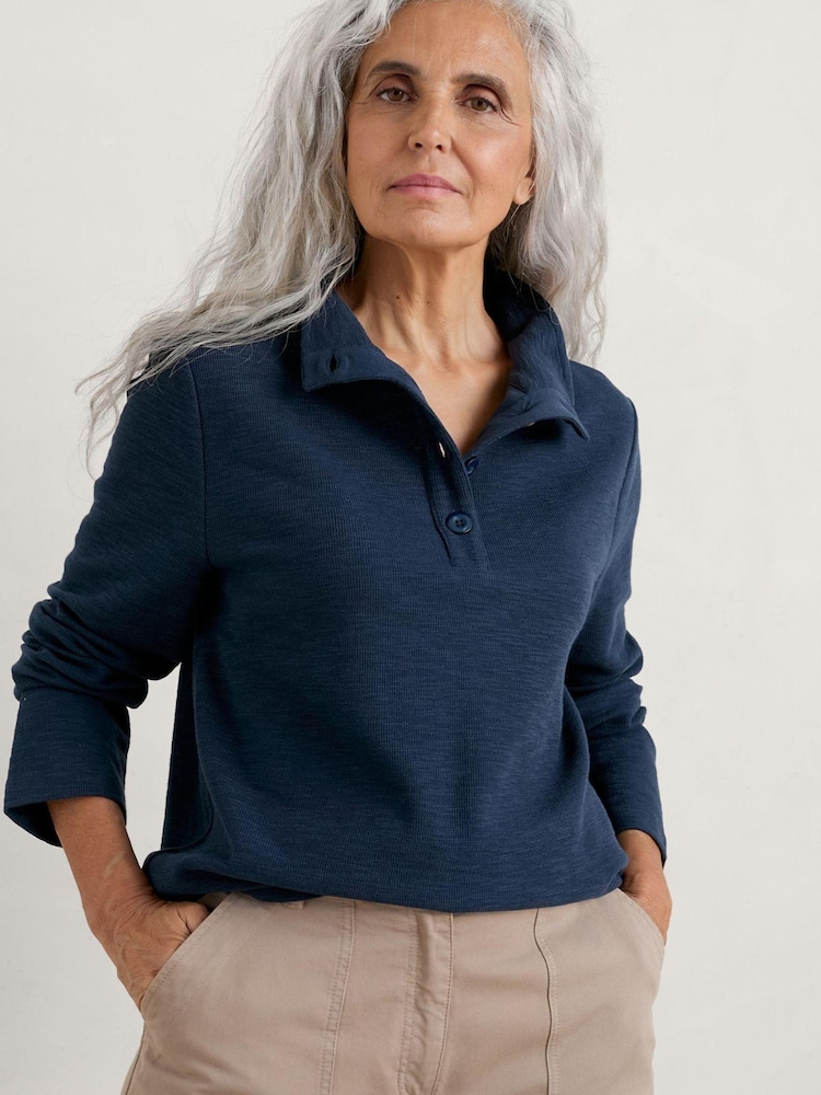 Seasalt Cornwall Blue Last Boat Sweatshirt - Image 1 of 5 Seasalt Cornwall Blue Last Boat Sweatshirt - Image 1 of 5