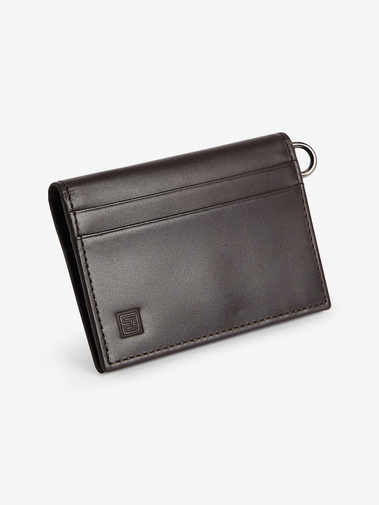 Black Leather Card Holder With Lanyard - Image 1 of 4