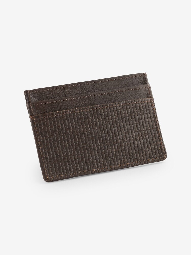 Brown N Logo Basket Weave Cardholder - Image 1 of 4
