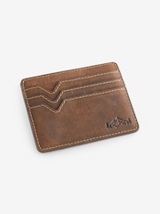 Brown Oily Leather Card Holder - Image 1 of 3