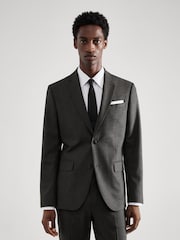 Mango Grey Slim-Fit Wool Suit Jacket - Image 1 of 1