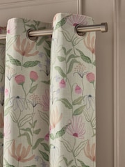 Multi Floral Print Touch of Linen Eyelet Blackout/Thermal Curtains - Image 2 of 6