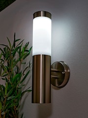 BHS Silver Creswell Solar LED Outdoor Wall Light w Diffuser SST - Image 1 of 2