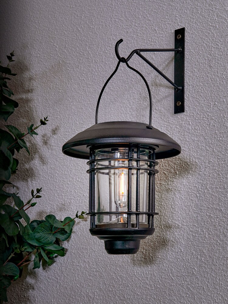 BHS Black Horden Solar LED Hanging Wall Lantern CCT 15Lm - Image 1 of 3