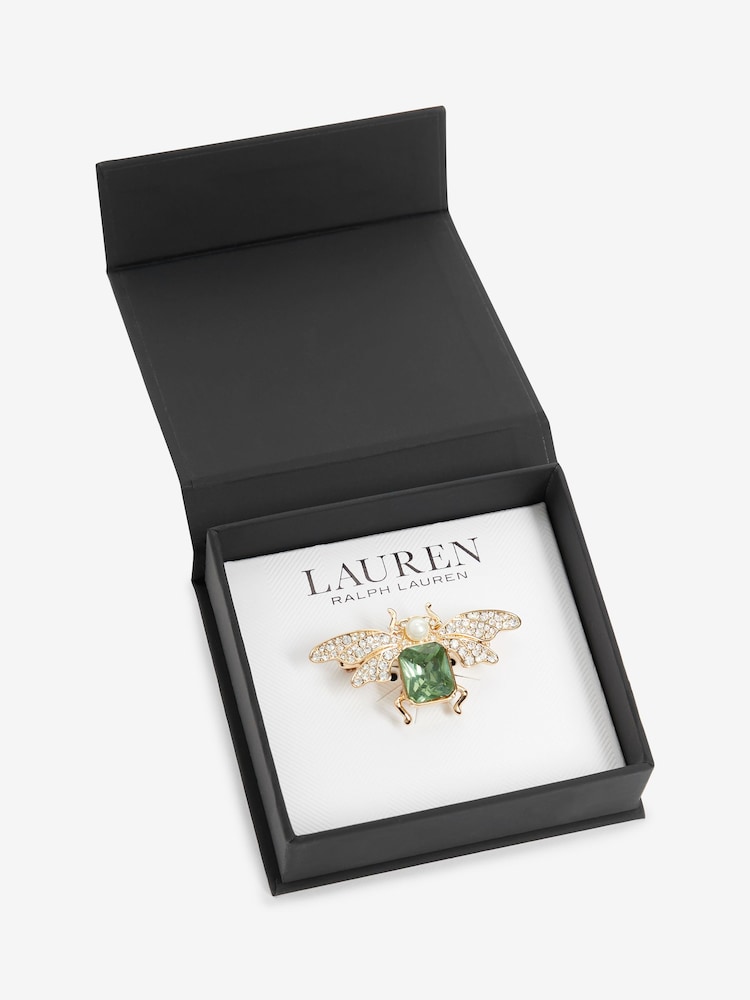 Lauren Ralph Lauren Gold & Erinite Bug Box Pin - Image 1 of 5