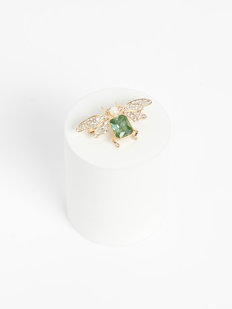 Lauren Ralph Lauren Gold & Erinite Bug Box Pin - Image 2 of 5