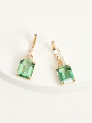 Lauren Ralph Lauren Beldon Gold Tone & Erinite Huggie Earrings - Image 1 of 4