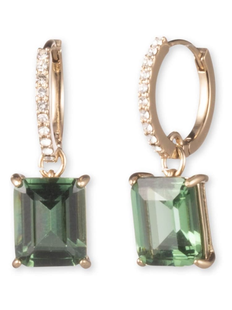 Lauren Ralph Lauren Beldon Gold Tone & Erinite Huggie Earrings - Image 2 of 4