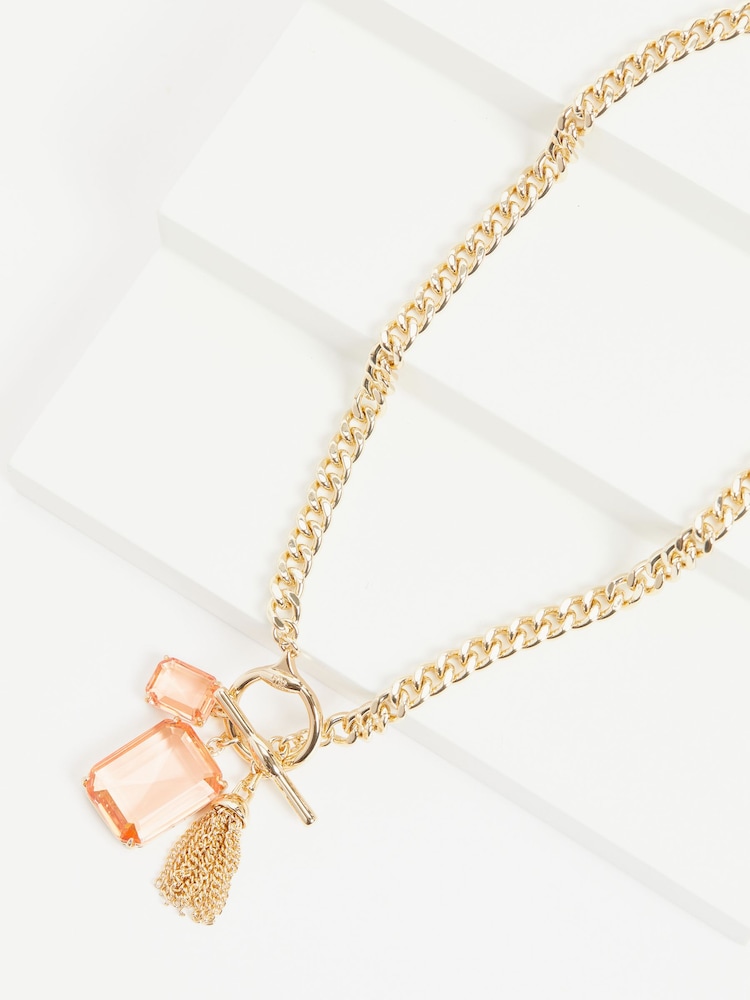 Lauren Ralph Lauren Kensington Gold Tone & Rose Peach Necklaces - Image 2 of 4