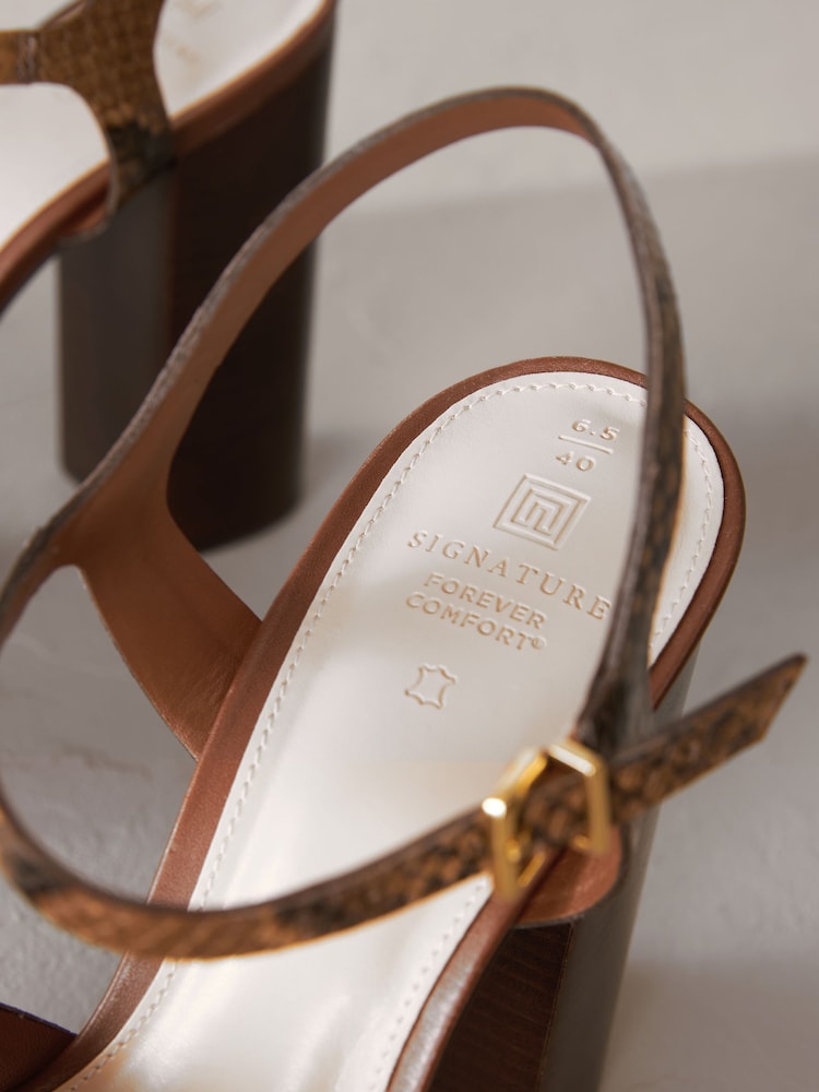 Tan Brown Signature Leather Platform Heels - Image 9 of 9