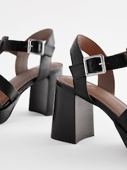 Black Forever Comfort Leather Fisherman Platform Heels - Image 3 of 6
