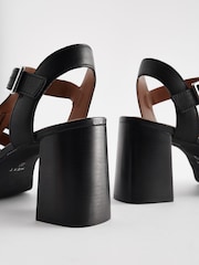 Black Forever Comfort Leather Fisherman Platform Heels - Image 4 of 6