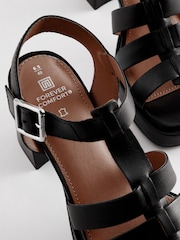 Black Forever Comfort Leather Fisherman Platform Heels - Image 6 of 6