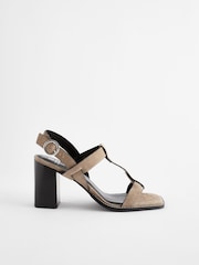 Taupe Forever Comfort® Leather T-Bar Block Heel Sandals - Image 2 of 6