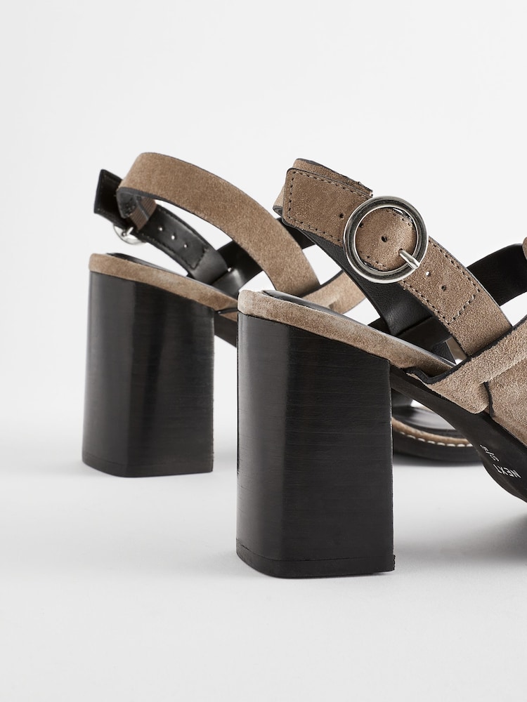 Taupe Forever Comfort® Leather T-Bar Block Heel Sandals - Image 3 of 6