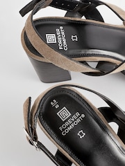 Taupe Forever Comfort® Leather T-Bar Block Heel Sandals - Image 4 of 6
