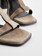 Taupe Forever Comfort® Leather T-Bar Block Heel Sandals - Image 5 of 6