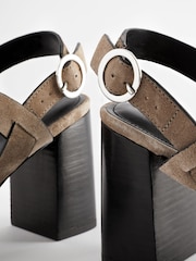 Taupe Forever Comfort® Leather T-Bar Block Heel Sandals - Image 6 of 6