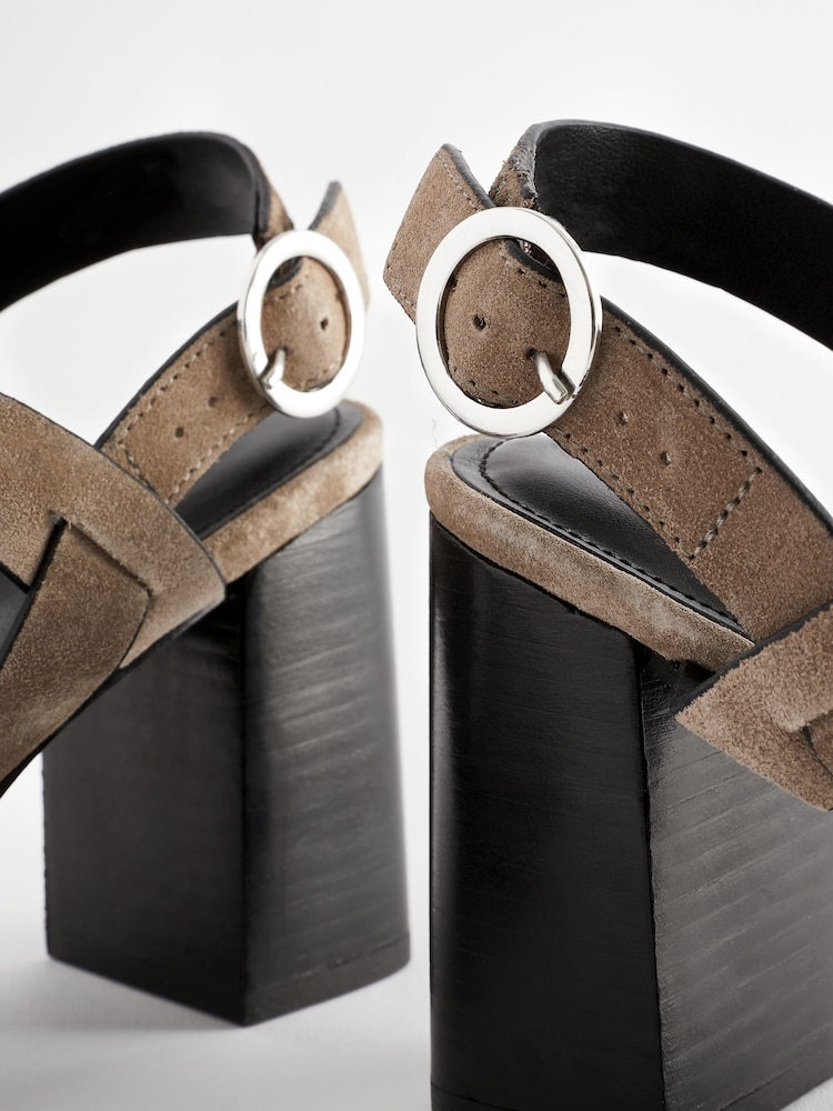 Taupe Forever Comfort® Leather T-Bar Block Heel Sandals - Image 6 of 6
