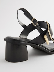 Black Forever Comfort Leather Buckle Block Heel Sandals - Image 5 of 6