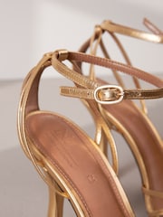 Gold Premium Leather Cage Heeled Sandals - Image 10 of 10