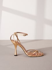 Gold Premium Leather Cage Heeled Sandals - Image 2 of 10