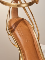 Gold Premium Leather Cage Heeled Sandals - Image 4 of 10