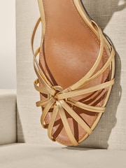 Gold Premium Leather Cage Heeled Sandals - Image 5 of 10