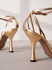 Gold Premium Leather Cage Heeled Sandals - Image 8 of 10