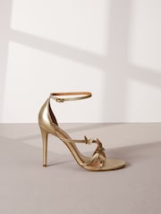 Gold Signature Leather Butterfly High Heel Sandals - Image 2 of 6