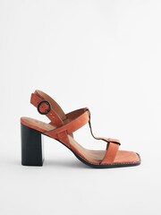 Orange Forever Comfort® Leather T-Bar Block Heel Sandals - Image 6 of 9