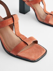 Orange Forever Comfort® Leather T-Bar Block Heel Sandals - Image 7 of 9