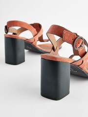 Orange Forever Comfort® Leather T-Bar Block Heel Sandals - Image 8 of 9