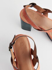 Orange Forever Comfort® Leather T-Bar Block Heel Sandals - Image 9 of 9