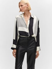 Mango Leather-Effect Straight Black Trousers - Image 4 of 7