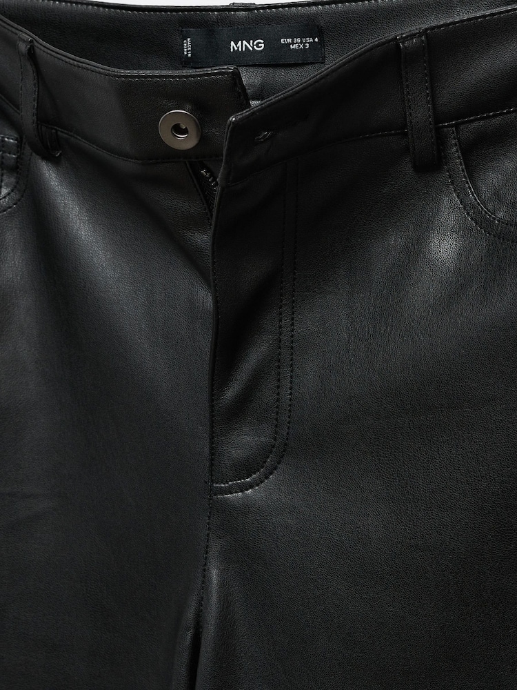Mango Leather-Effect Straight Black Trousers - Image 7 of 7 Mango Leather-Effect Straight Black Trousers - Image 7 of 7