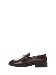Mango Burgundy Red Cole Chain Faux Fur Leather Loafer Shoes - Image 3 of 5
