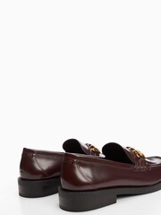 Mango Burgundy Red Cole Chain Faux Fur Leather Loafer Shoes - Image 4 of 5