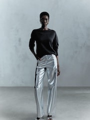 Mango Wide Leg Foil Trousers - Image 1 of 7